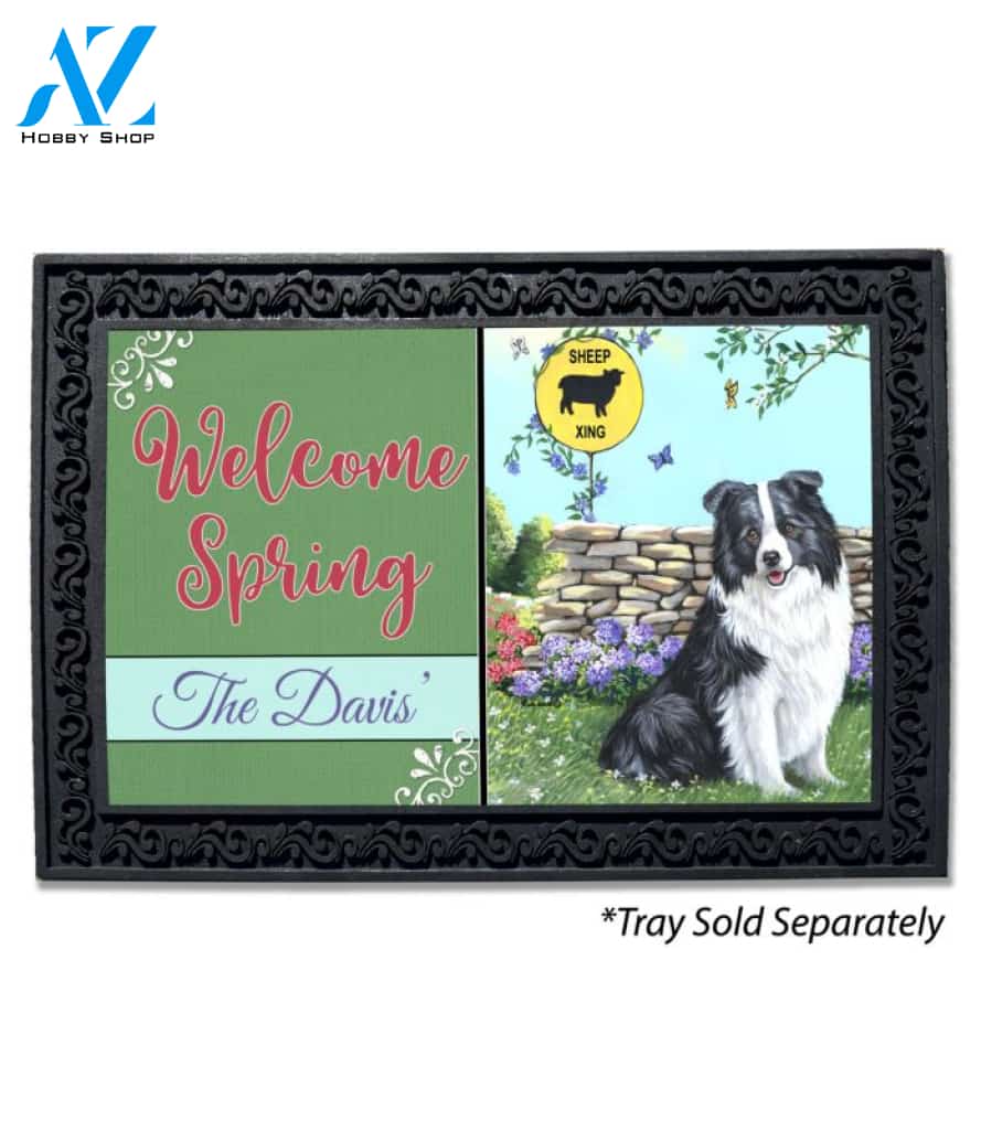 Personalized Border Collie Xing Doormat - 18" x 30"