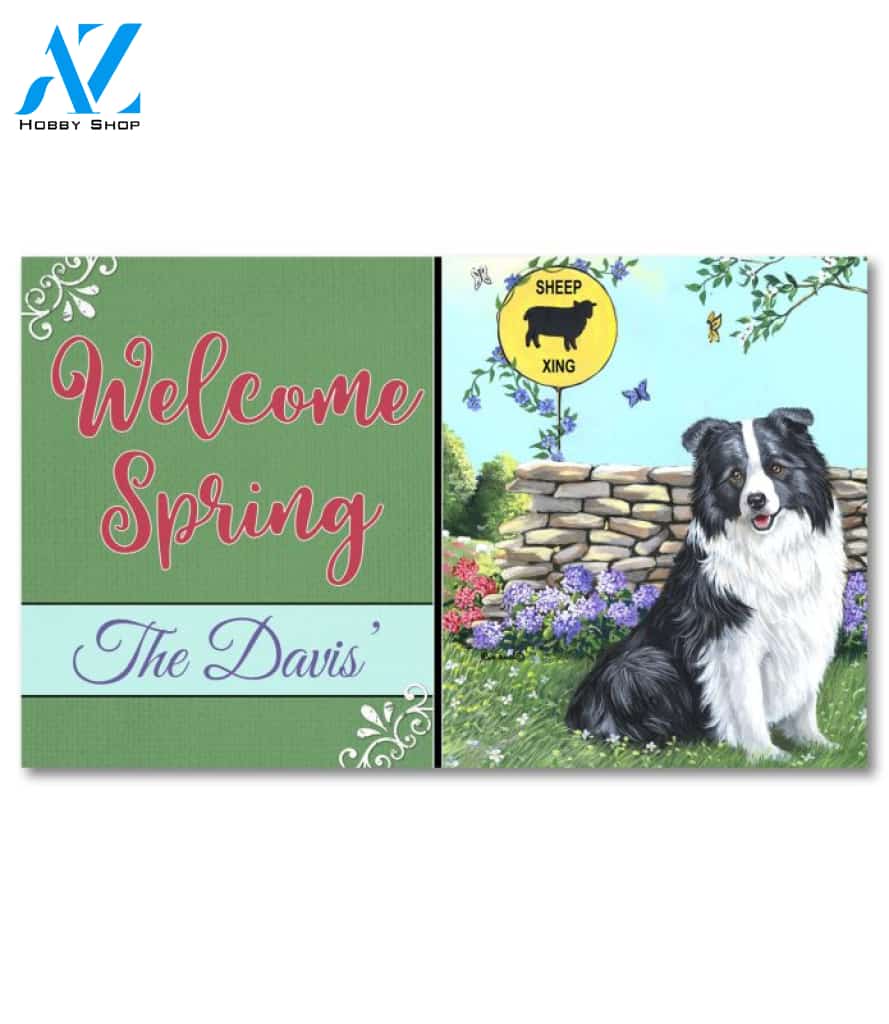 Personalized Border Collie Xing Doormat - 18" x 30"
