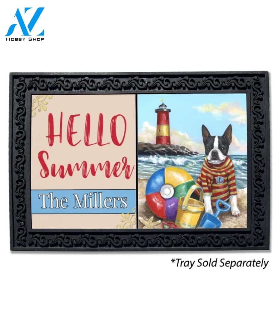 Personalized Boston Terrier Beach Baby Doormat - 18" x 30"