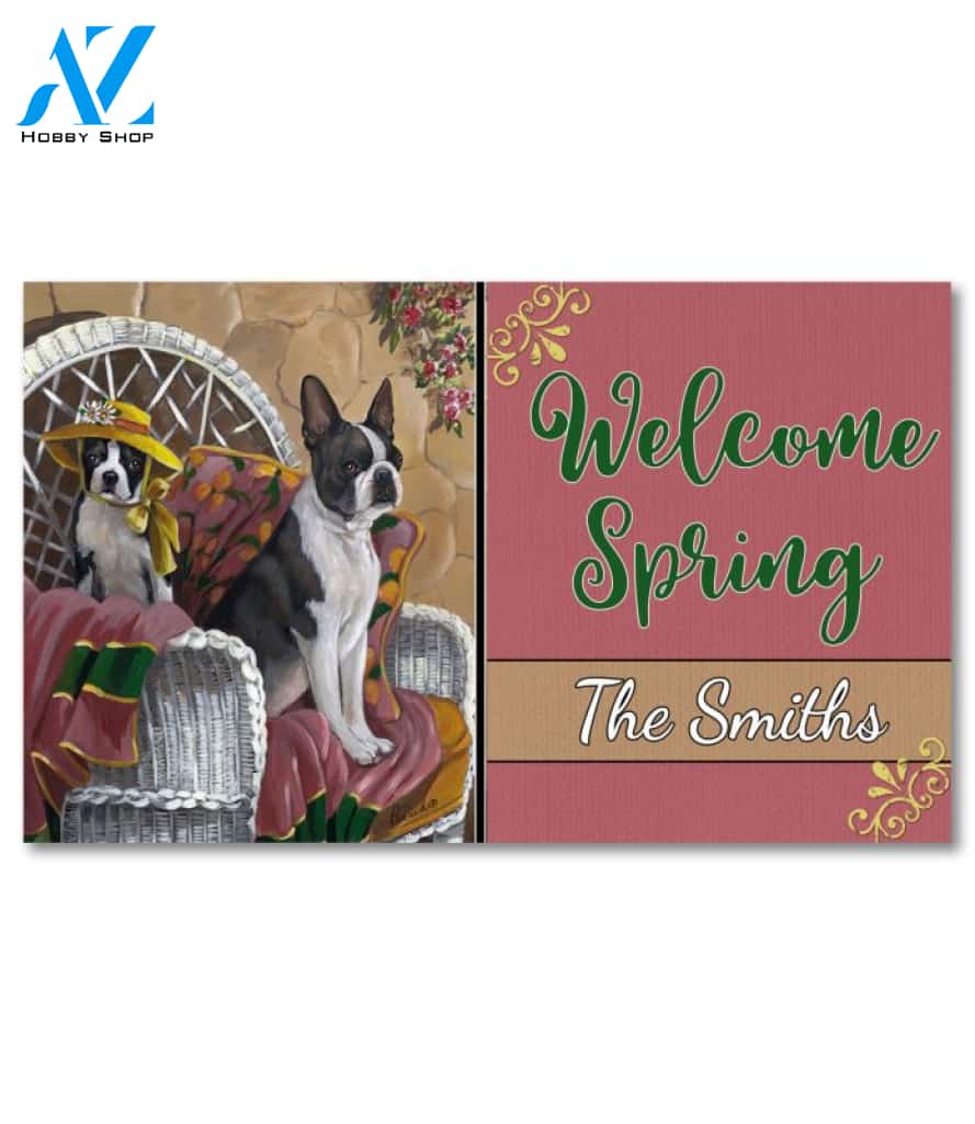 Personalized Boston Terrier Patio Gems Doormat - 18" x 30"