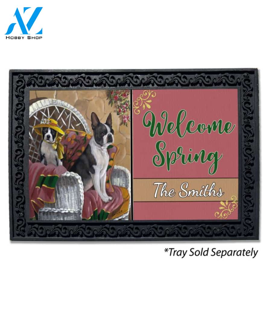 Personalized Boston Terrier Patio Gems Doormat - 18" x 30"