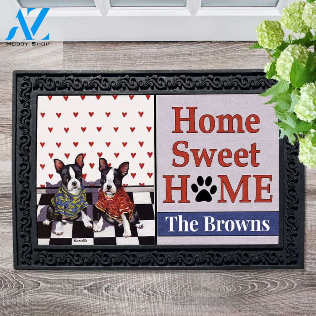 Personalized Boston Terrier Puppy Love Doormat - 18" x 30"