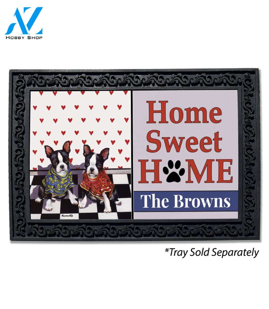 Personalized Boston Terrier Puppy Love Doormat - 18" x 30"