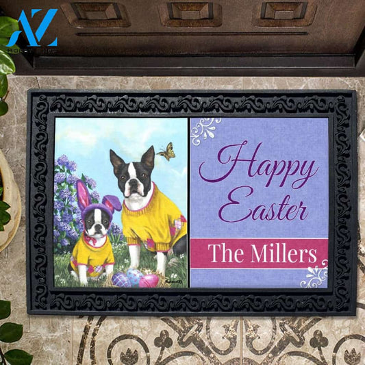 Personalized Boston Terrier Spring Bunny Doormat - 18" x 30"