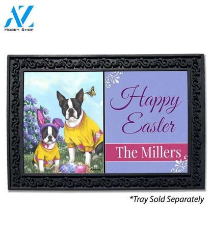 Personalized Boston Terrier Spring Bunny Doormat - 18" x 30"