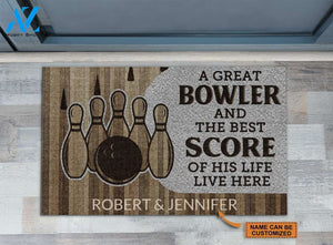 Personalized Bowling The Best Score Customized Doormat | Welcome Mat | House Warming Gift