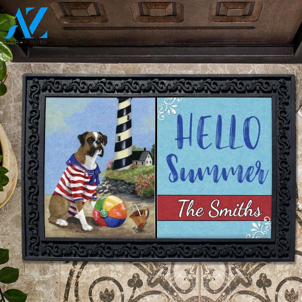Personalized Boxer Beach Baby Doormat - 18" x 30"