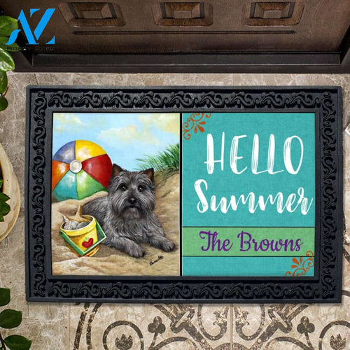 Personalized Cairn Terrier Caesar at the Beach Doormat - 18" x 30"