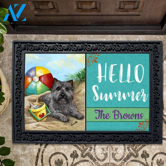 Personalized Cairn Terrier Caesar at the Beach Doormat - 18" x 30"