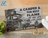 Personalized Camper And The Flame Live Here Doormat