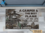 Personalized Camper And The Flame Live Here Doormat