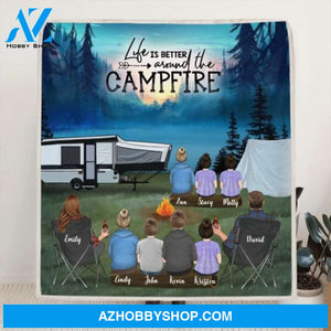 Personalized Camping Blanket - Parents Up to 9 kids and up to 2 pets - 3KFOG2