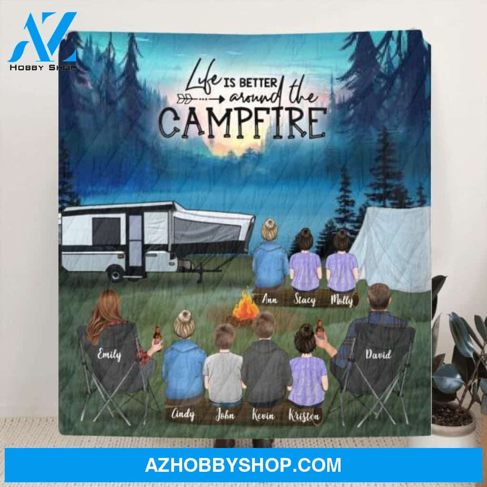 Personalized Camping Blanket - Parents Up to 9 kids and up to 2 pets - 3KFOG2