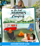 Personalized Camping Fleece Blanket Gift For Dog Mom - Mom & Upto 3 Dogs - The best memories are made camping