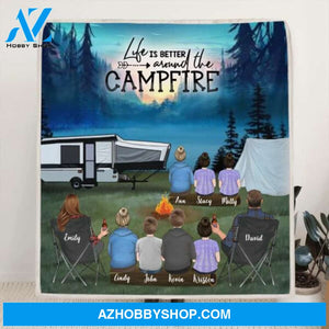 Personalized Camping Blanket - Parents Up to 9 kids and up to 2 pets - 3KFOG2