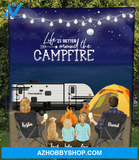 Personalized Camping Fleece Blanket Gift Idea For The Whole Family, Cat Dog Lovers - Parents, 2 Kids & 1 Pet Night Beach Camping