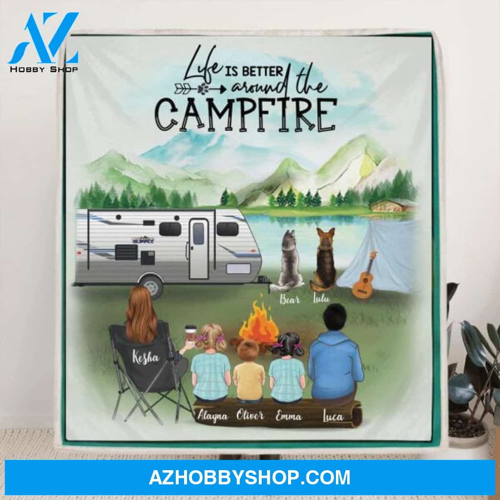 Personalized Camping Blanket - Single Man/Woman up to 6 Pets and Single Dad/Mom with up to 6 Kids - Gift For Single Dad/Mom - Fill Your Life With Adventures - Q3VZTZ