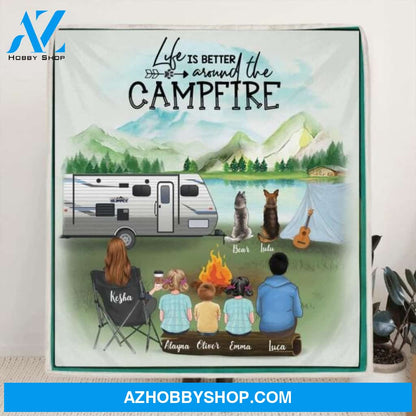 Personalized Camping Blanket - Single Man/Woman up to 6 Pets and Single Dad/Mom with up to 6 Kids - Gift For Single Dad/Mom - Fill Your Life With Adventures - Q3VZTZ