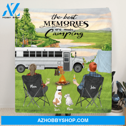 Personalized Camping Blanket Gift Idea For Couple, Camping Lovers - Couple With 2 Dogs Camping Quilt – The Best Memories Are Made Camping