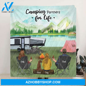 Personalized Camping Blanket Gift Idea For The Whole Family - Family with 1 Child and Upto 5 Pets - 3KFOG2