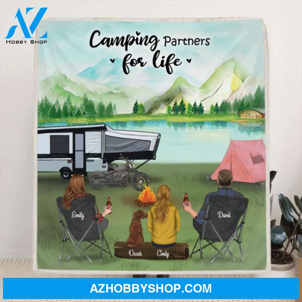 Personalized Camping Blanket Gift Idea For The Whole Family - Family with 1 Child and Upto 5 Pets - 3KFOG2