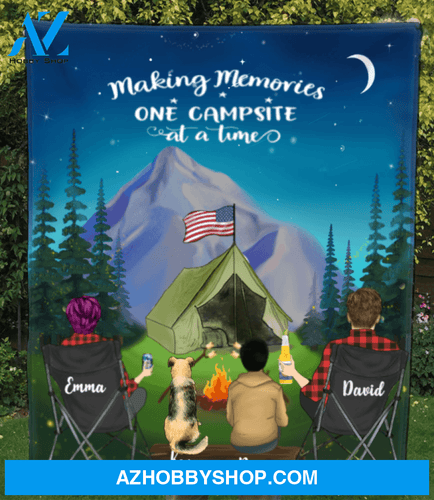 Personalized Camping Blanket Gift Idea For The Whole Family, Cat Dog Lovers - 1 Teen & 1 Pet Night Mountain Quilt