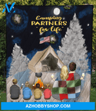 Personalized camping blanket gift idea for the whole family, camping lovers - Parents & 4 kids winter camping quilt