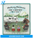 Personalized Camping Blanket, Gift Idea For The Whole Family - Parents With 2 Kids And 1 Dog In Front - Making Memories One Campsite At A Time