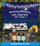 Personalized Camping Blanket Gift Idea For The Whole Family - Parents & 3 Kids Family Night Beach Camping Quilt Blanket