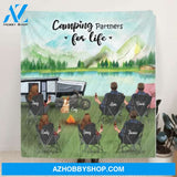 Personalized Camping Blanket - Gift For Camping Lovers with 6 Adults and 1 Pet - Camping Partners For Life