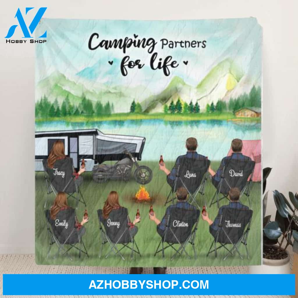 Personalized Camping Blanket - Gift For Camping Lovers with 7 Adults - Camping Partners For Life