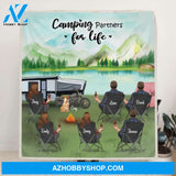 Personalized Camping Blanket - Gift For Camping Lovers with 6 Adults and 1 Pet - Camping Partners For Life