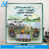 Personalized Camping Couple Blanket - Same Sex Couple with 4 kids and 2 dogs - Best Gift For Couple