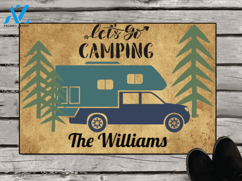Personalized Camping Doormat - Custom gifts for camping lovers, whole family - Let's go camping - Family Name Doormat