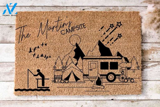 Personalized Camping Doormat-Custom RV Door Mat-Coir Welcome Mat For A Campsite-Camping Gift-Welcome Door Mat-Gift for Camping Lover