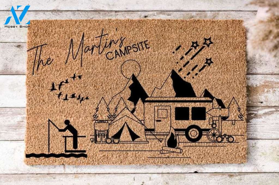 Personalized Camping Doormat-Custom RV Door Mat-Coir Welcome Mat For A Campsite-Camping Gift-Welcome Door Mat-Gift for Camping Lover