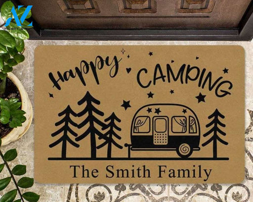 Personalized Camping Doormat, Family Name doormat, Housewarming Gift Custom welcome mat, Personalized doormat, Custom camper rug decor