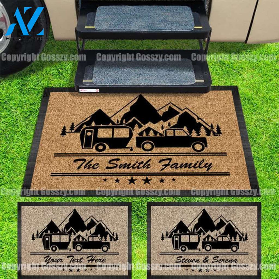 Personalized Camping doormat - outdoor mat - RV Camper -Tractor - Motor Home Doormat Happy Camper mat, doormat camping