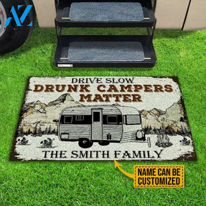 Personalized Camping Drunk Camper Matter Customized Doormat