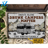 Personalized Camping Drunk Camper Matter Customized Doormat