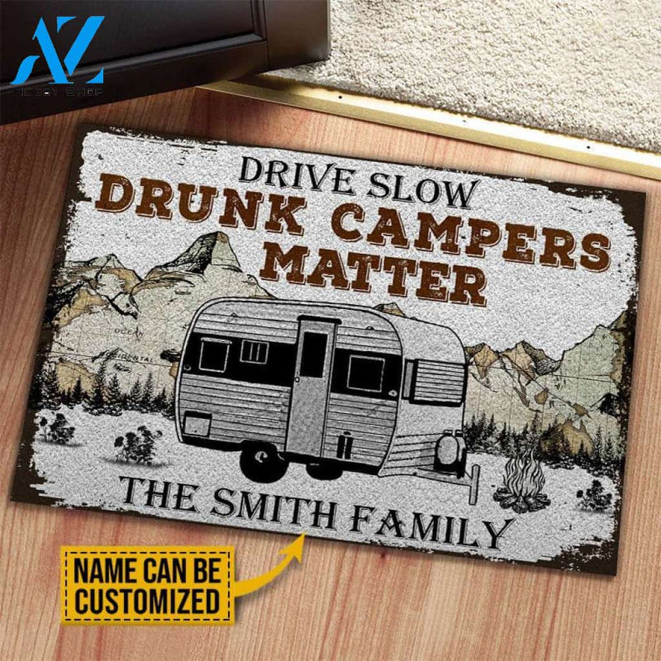 Personalized Camping Drunk Camper Matter Customized Doormat