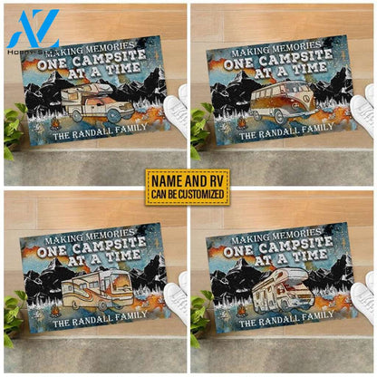 Personalized Camping Making Memories Blue Earth Custom RV Customized Doormat | WELCOME MAT | HOUSE WARMING GIFT