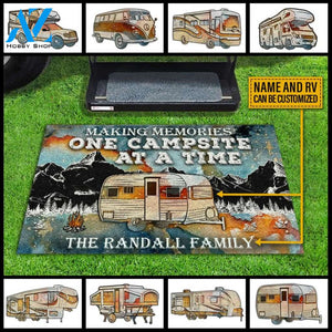 Personalized Camping Making Memories Blue Earth Custom RV Customized Doormat | WELCOME MAT | HOUSE WARMING GIFT