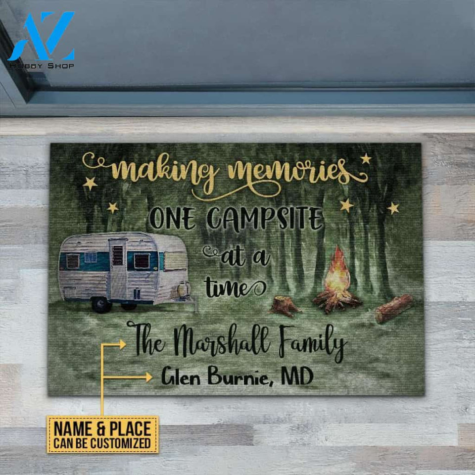 Personalized Camping Making Memories One Campsite Customized Doormat | WELCOME MAT | HOUSE WARMING GIFT