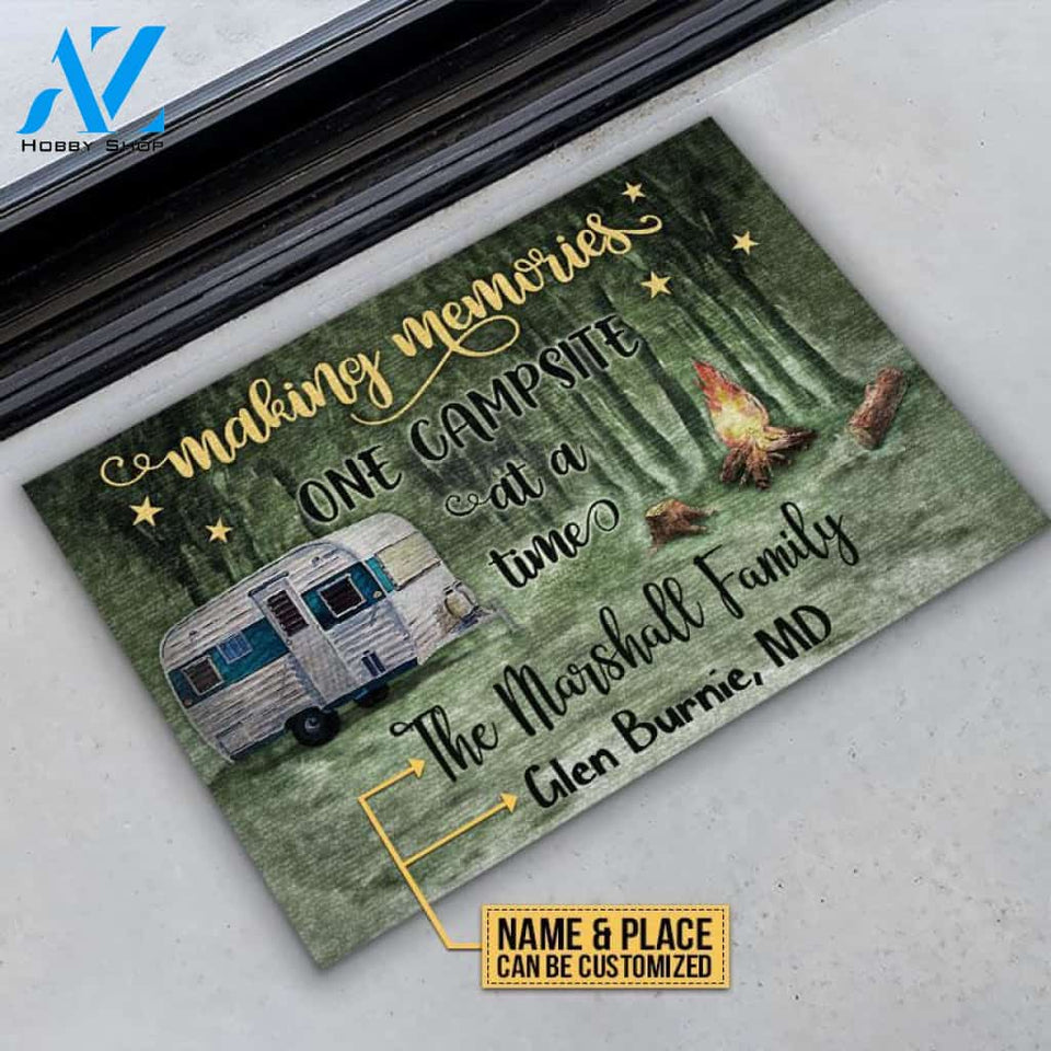 Personalized Camping Making Memories One Campsite Customized Doormat | WELCOME MAT | HOUSE WARMING GIFT