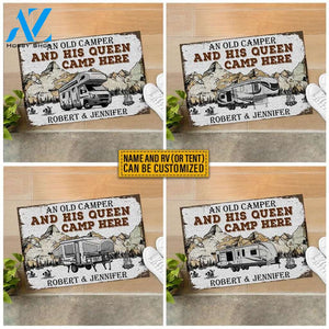 Personalized Camping Map Old Camper Customized Doormat