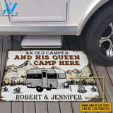 Personalized Camping Map Old Camper Customized Doormat