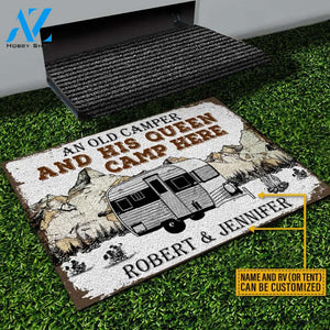 Personalized Camping Map Old Camper Customized Doormat