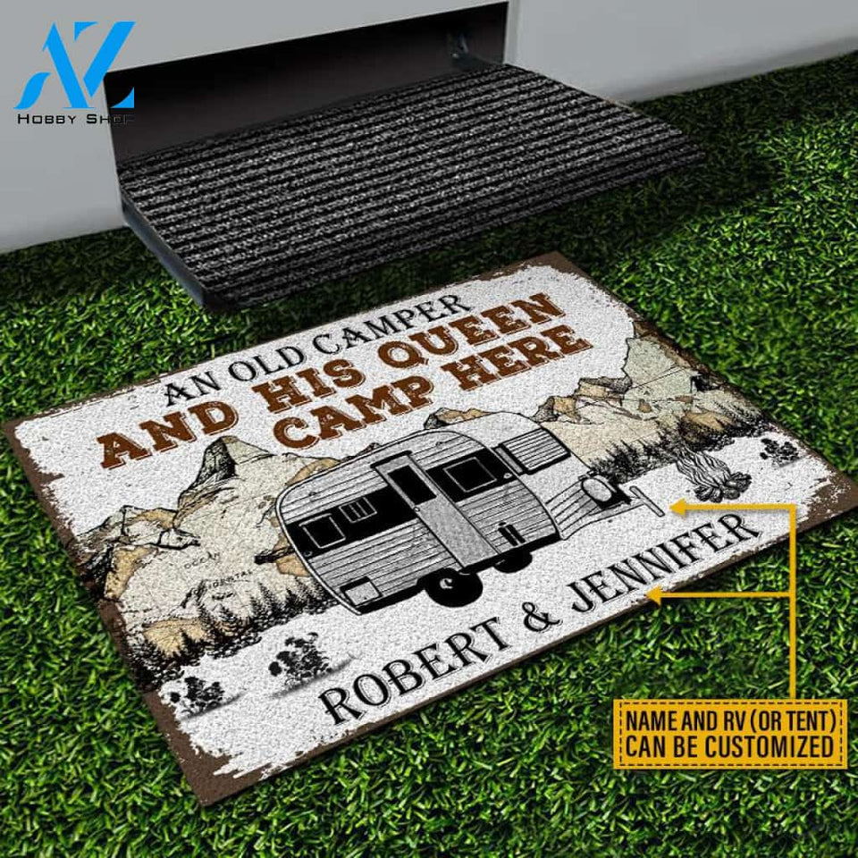 Personalized Camping Map Old Camper Customized Doormat