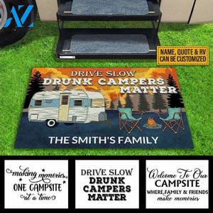 Personalized Camping Retro Making Memories Custom RV Quotes Customized Doormat, Welcome Door Mat, Makes A Perfect Gift